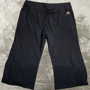 Adidas Athletic Wide Leg Capris Adjustable Cinch Side Panels Drawstring Waist 14